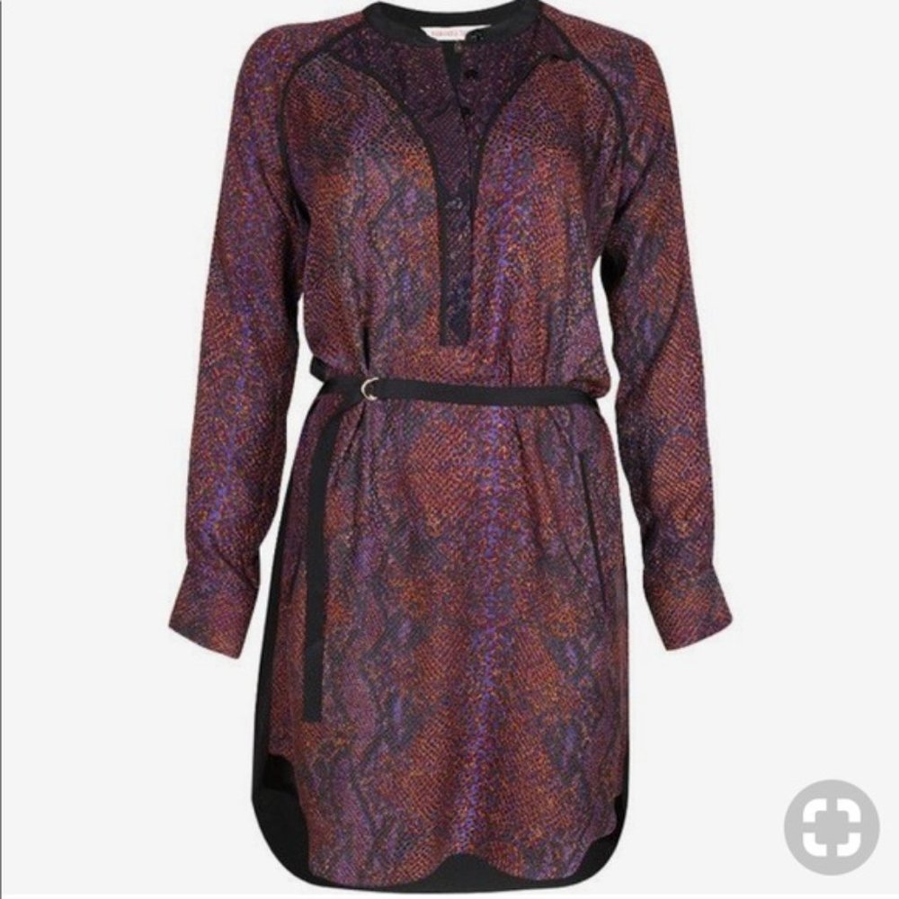Rebecca Taylor Purple and Black Long Sleeve Dress